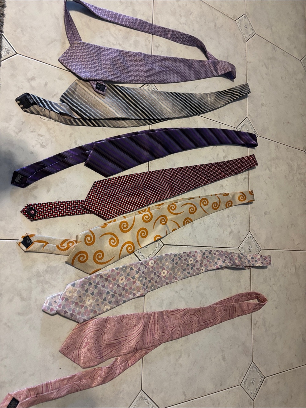 Men's Assorted Patterned Ties - Purple, Gray, Black, Gold, Pink & others